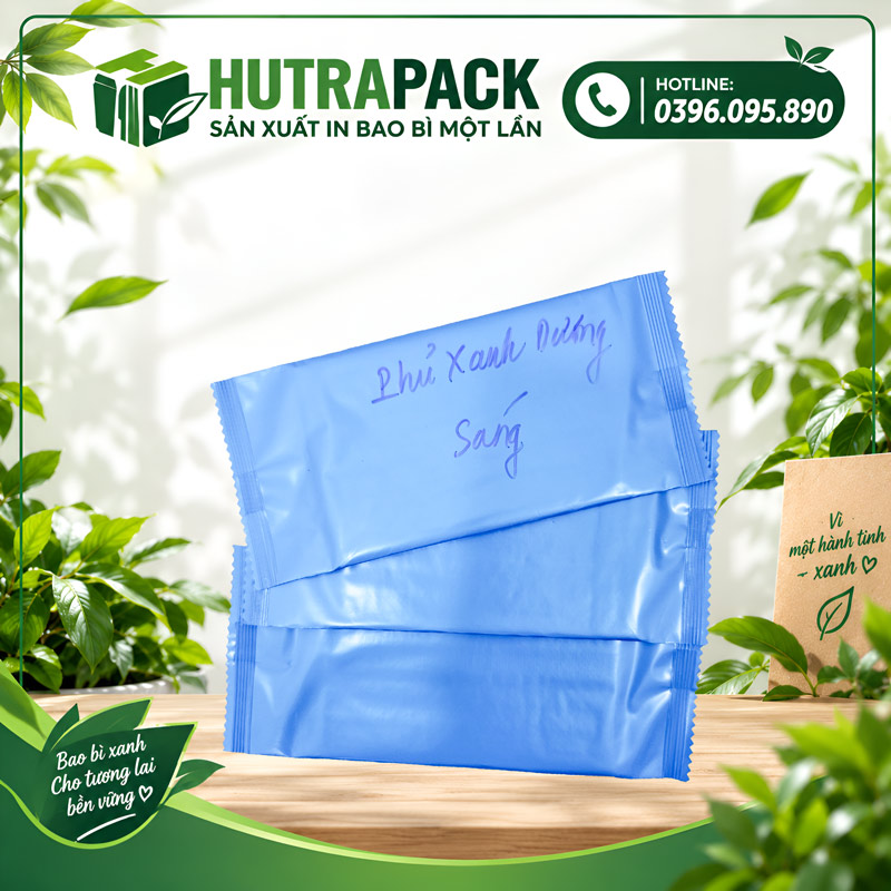 Khăn Lạnh Màng Phủ Xanh Dương Sáng
